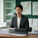 編集担当のHideki Morelが防災資料を確認する編集室の様子