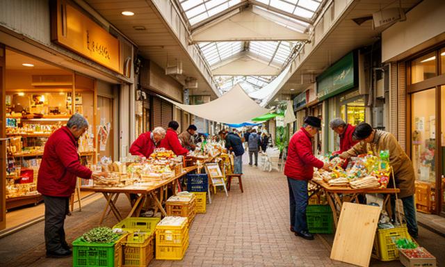 筑豊の商店街で地域イベントの準備を進める出店者たち