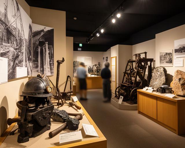 田川市石炭・歴史博物館の展示室と炭鉱資料